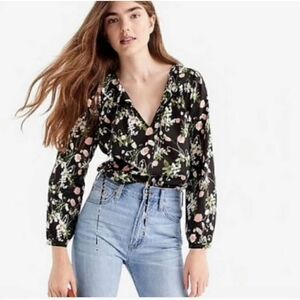 J. Crew Liberty Art Fabrics Poppy dream peasant top M